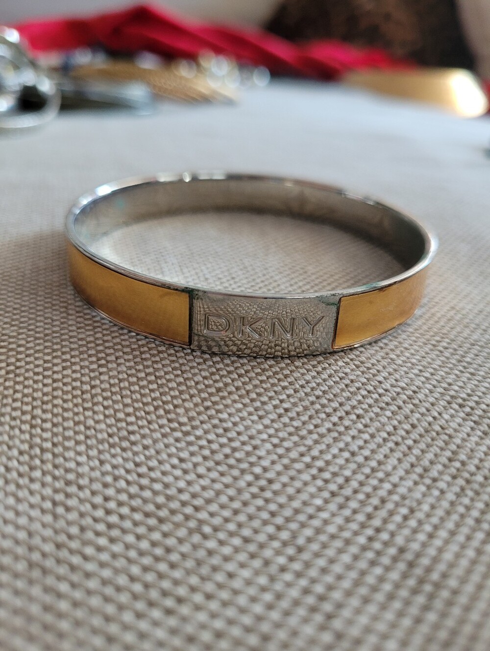 Dkny Two-Tone Gold and Silver Men's Bangle Bracelet